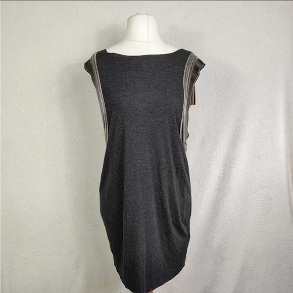 AllSaints Siri Hand Embellished Vest Mini Dress Charcoal Grey UK Size 12 New - Picture 3 of 10